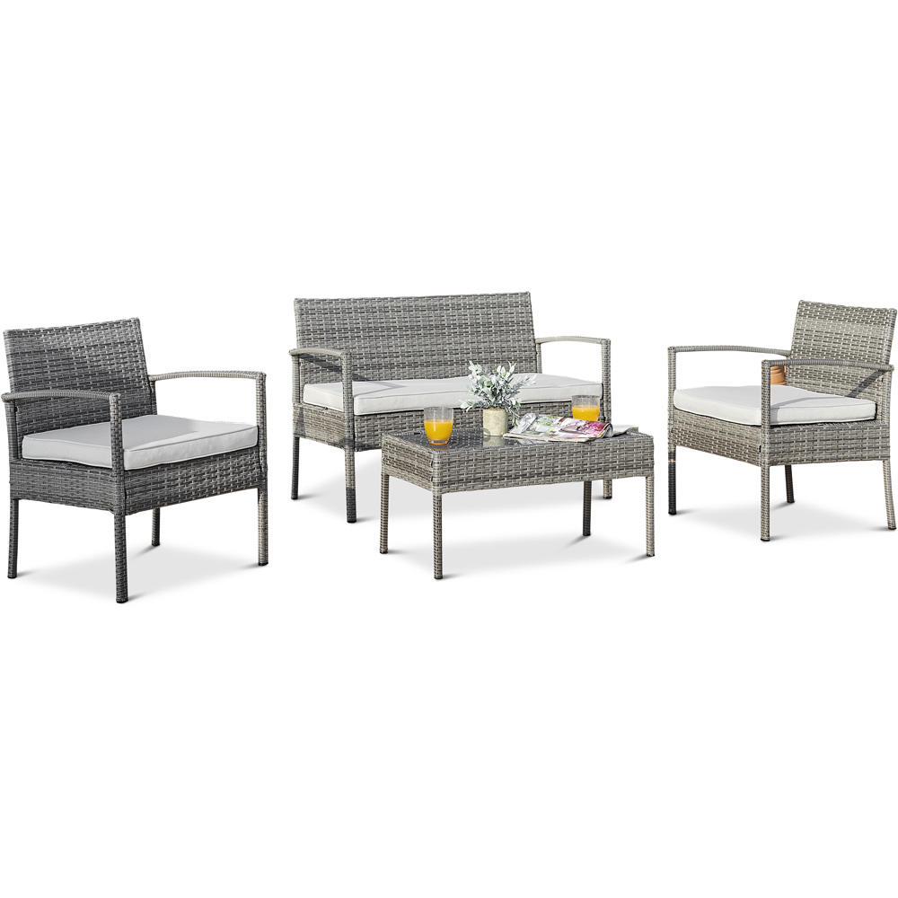 Furniture Box Zante 4 Seater Grey Rattan Lounge Set Image 3