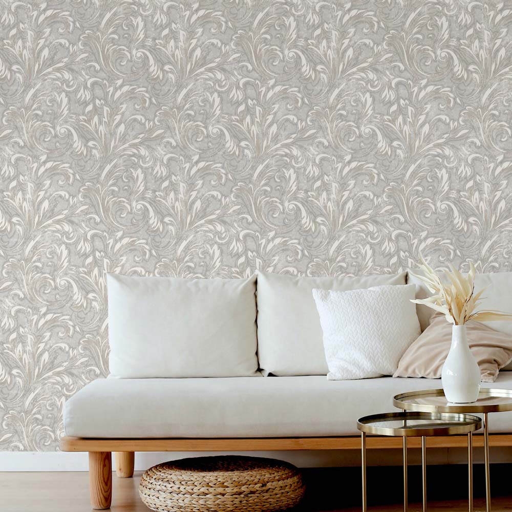Arthouse Venice Scroll Taupe and Ivory Wallpaper Image 3