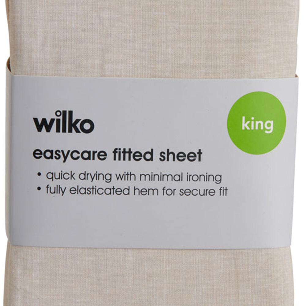 Wilko Easy Care King Beige Fitted Bed Sheet Image 3