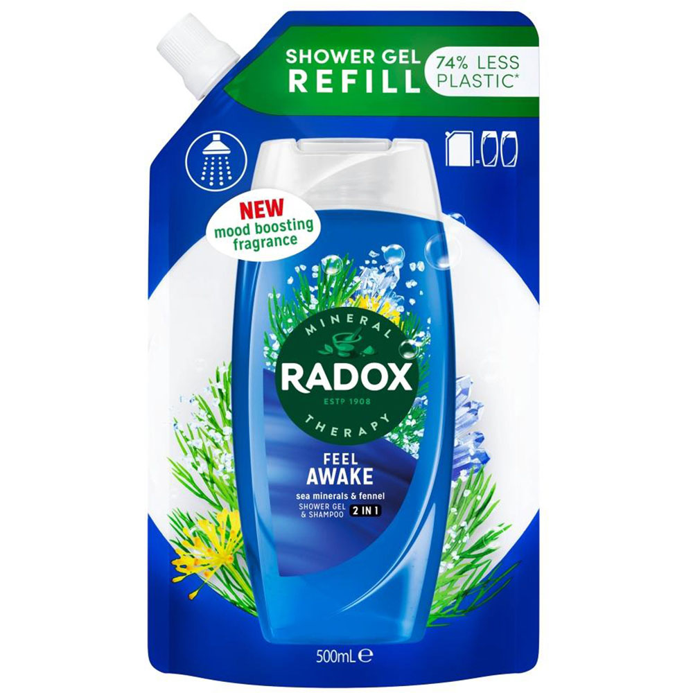 Radox Mineral Therapy 2-in-1 Refill Pouch Feel Awake Shower Gel 500ml 5 Pack Image 3