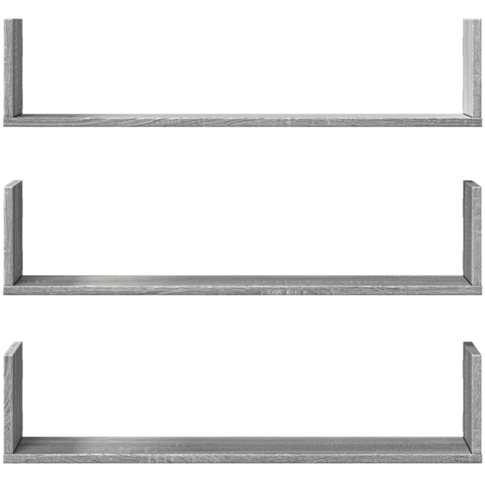 vidaXL 80 x 18 x 18cm Set of 3 Grey Sonoma Wall Shelf Image 3