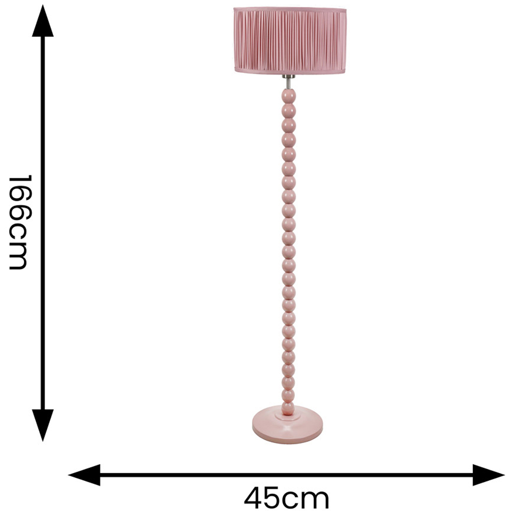 ValueLights Bobbins Ruched Pleated Blush Pink Drum Shade Painted Rose LED Floor Lamp Image 6