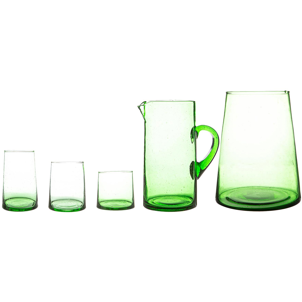 Nicola Spring 20 Piece Green Hand-Blown Recycled Glassware Set Image 1