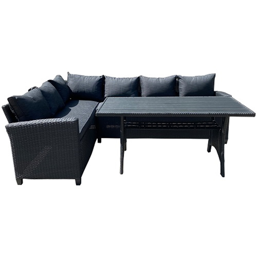 Furniture One 7 Seater Black Rattan Garden Corner Lounge Set Image 2