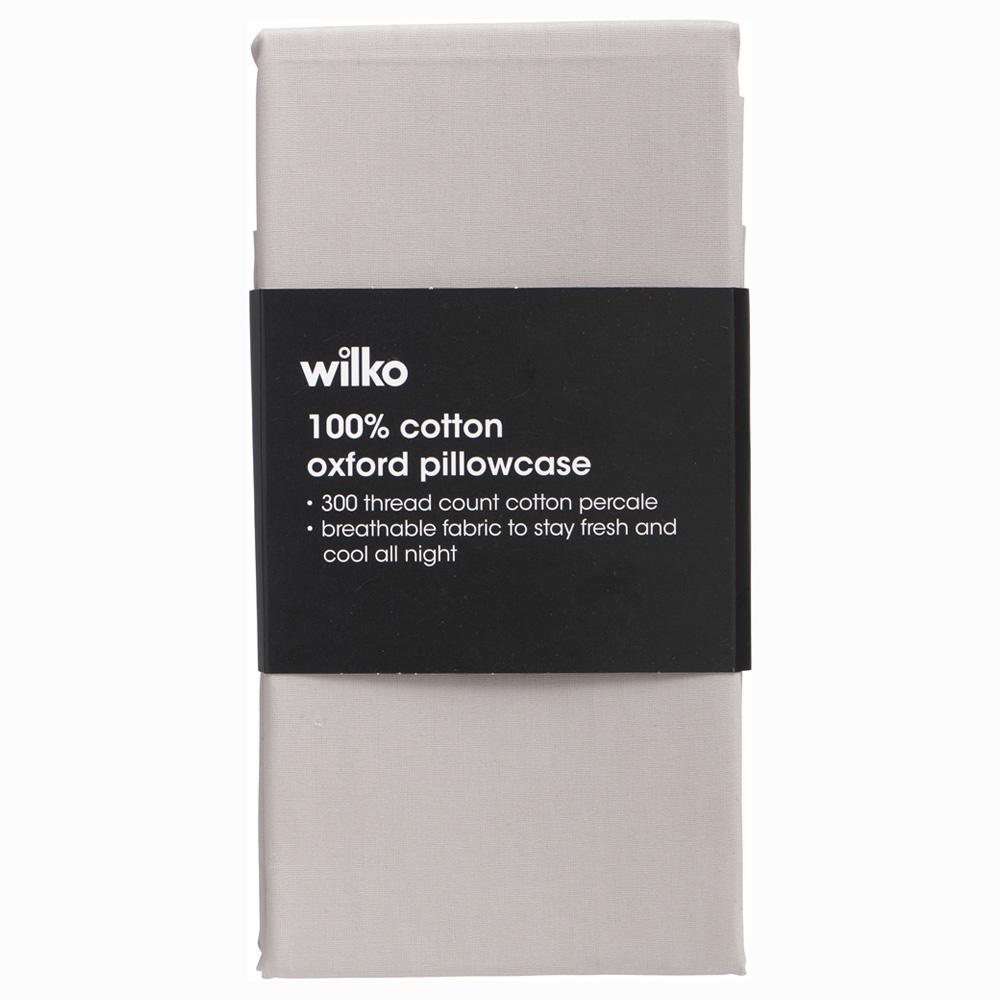 Wilko Best Single Porpoise 300 Thread Count Percale Oxford Pillowcase