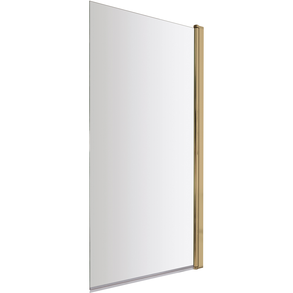 nuie Brushed Brass Square Shower Bath Screen 785mm Image 1