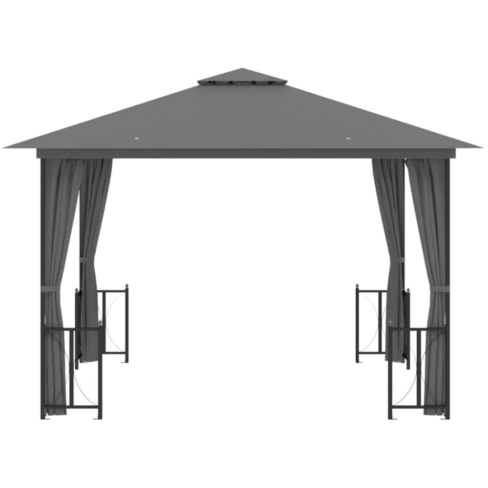 vidaXL 3 x 3m Anthracite Double Tier Roof Gazebo with Sidewalls Image 3