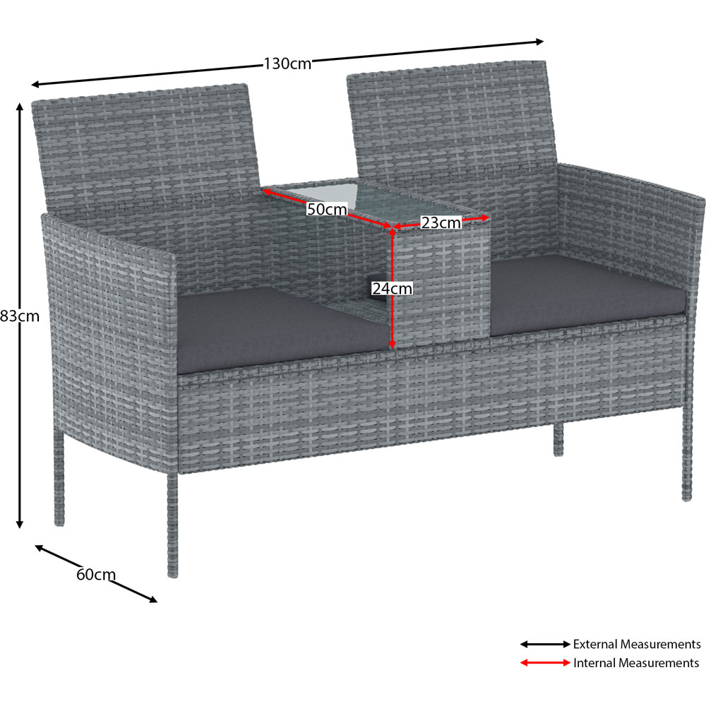 Garden Vida 2 Seater Grey Vienna Love Companion Seat Image 7