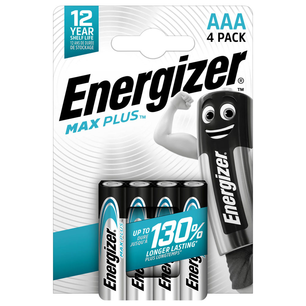 Energizer Max Plus AAA 4 Pack Alkaline Batteries Image 1