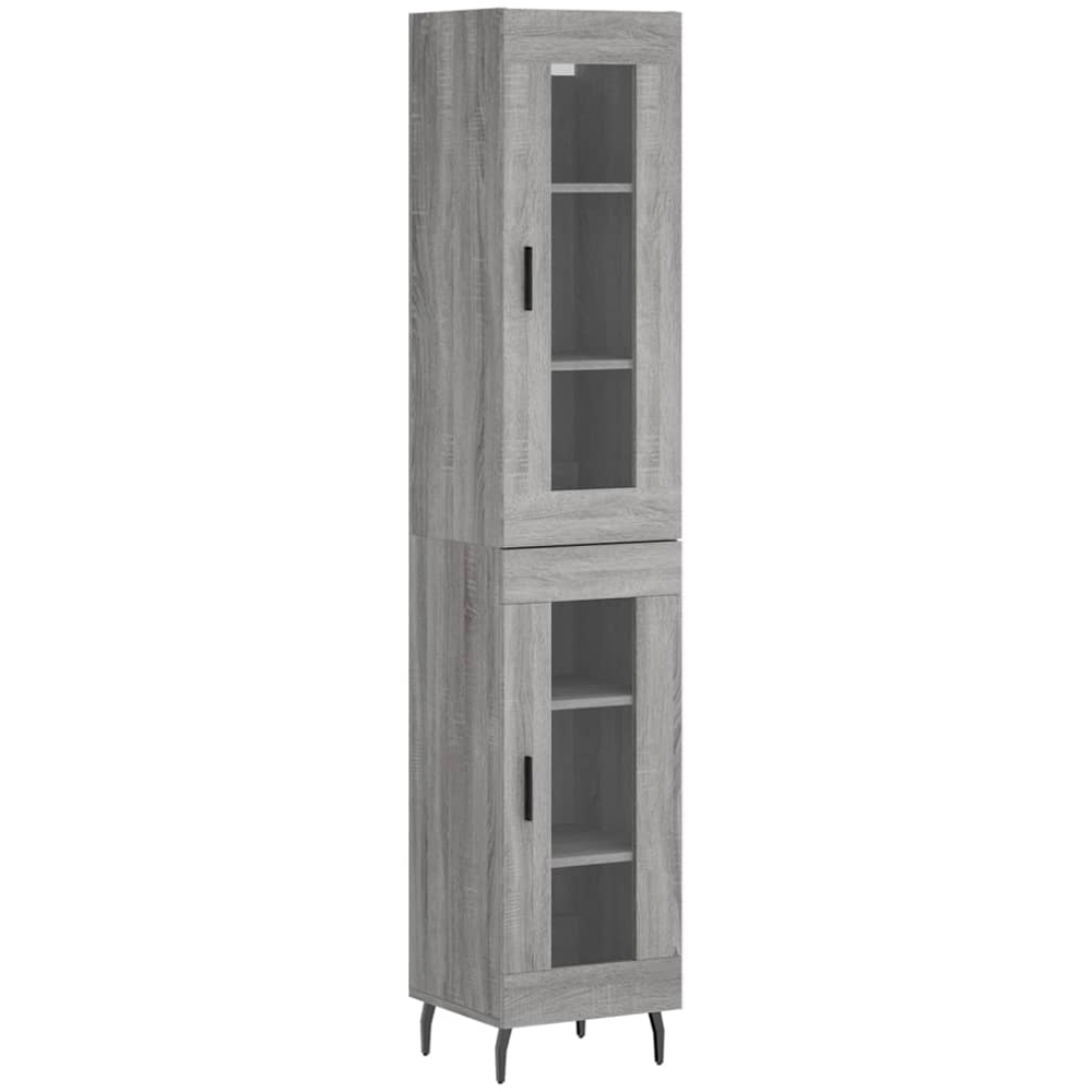 vidaXL 2 Glass Door Grey Sonoma Highboard Image 2