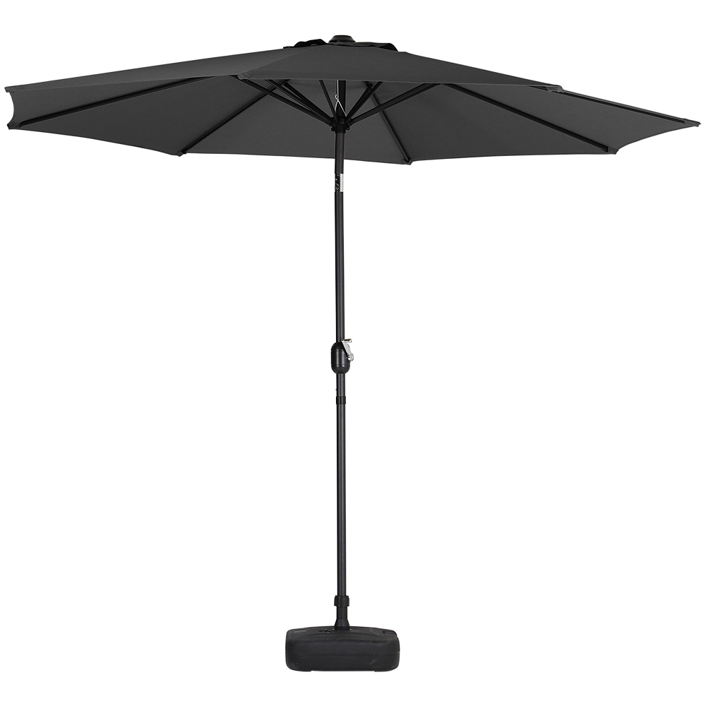 Living and Home Black Round Crank Tilt Parasol with Square Base 3m Image 4