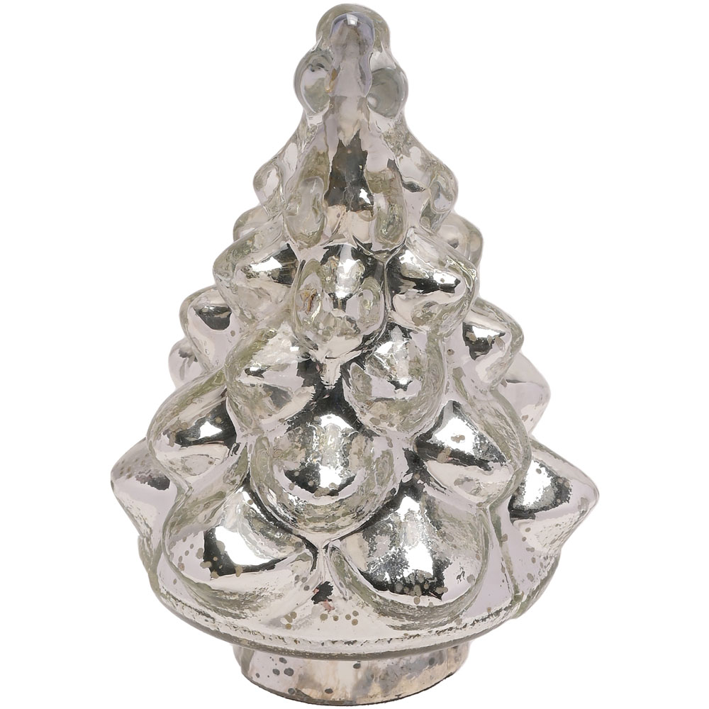 The Christmas Gift Co Silver Recycled Glass Christmas Tree Ornament Image 1