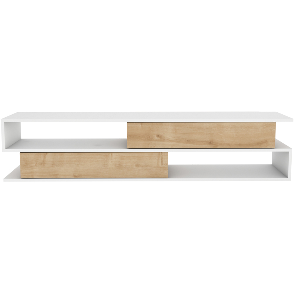 Decorotika Cortez 2 Shelf White and Sapphire Oak TV Unit Image 3