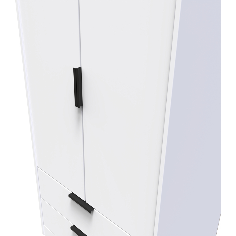 Crowndale Hong Kong 2 Door 2 Drawer Matt White Tall Wardrobe Ready Assembled Image 5