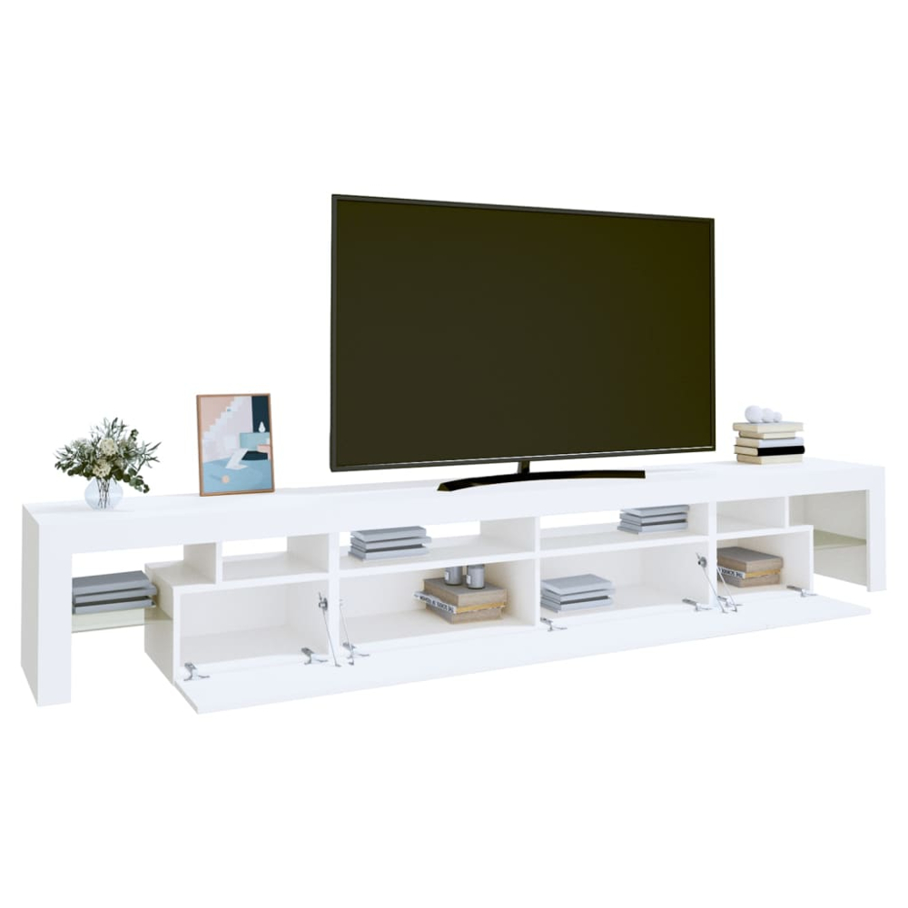 vidaXL 3 Door 6 Shelf White TV Cabinet with LED Lights Image 3