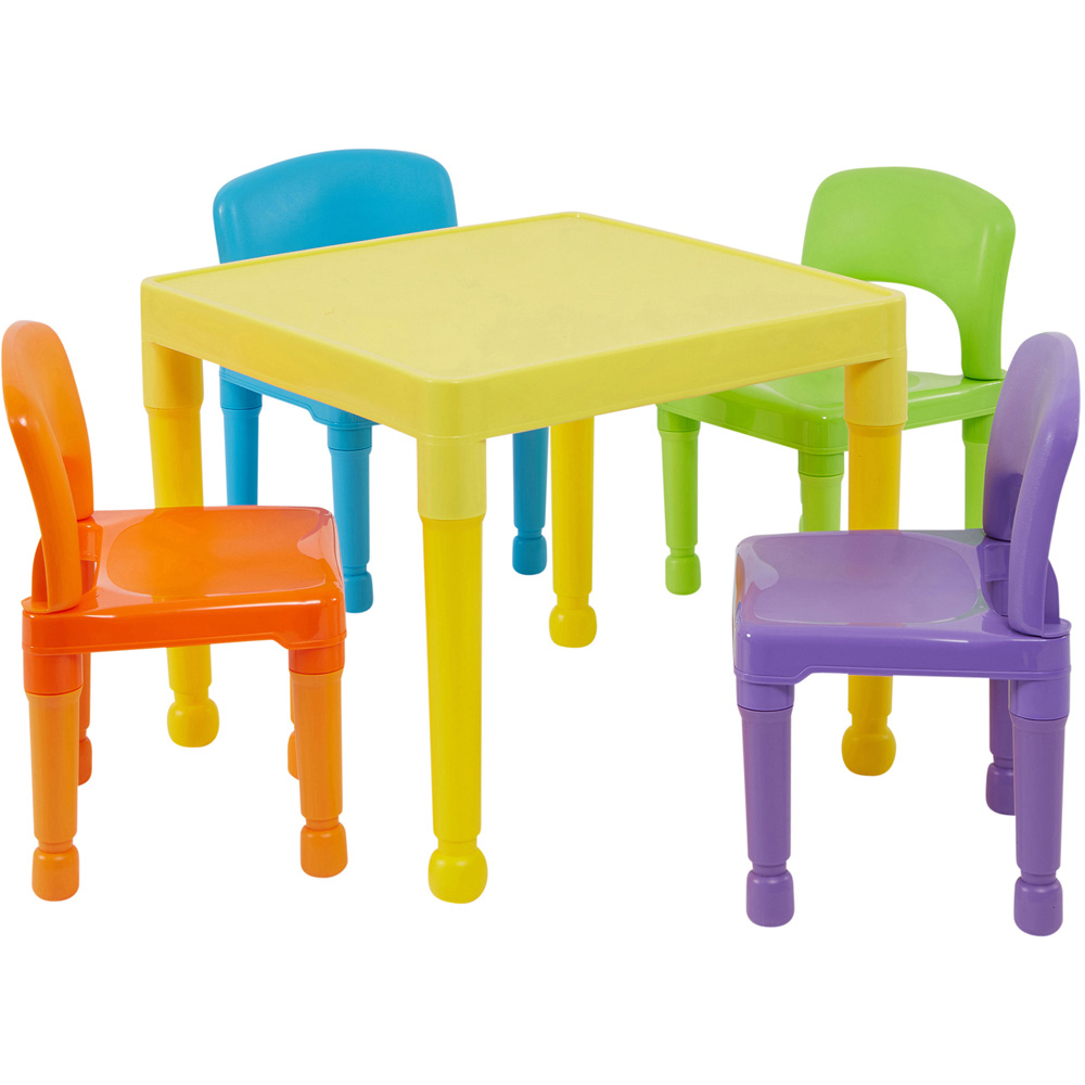 Liberty House Toys Kids Multicoloured Plastic Table and 4 Chairs Set Image 2