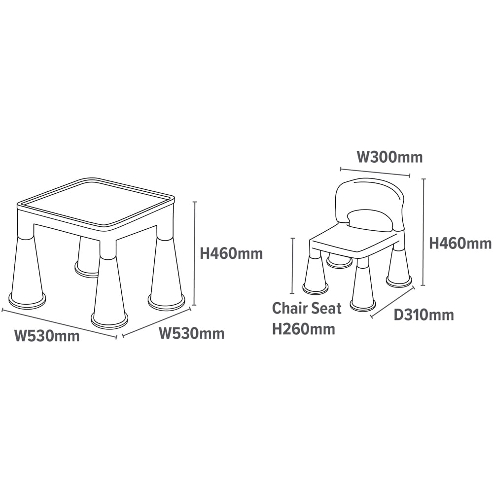 Liberty House Toys Kids Square Plastic Table and Chairs Set Image 3