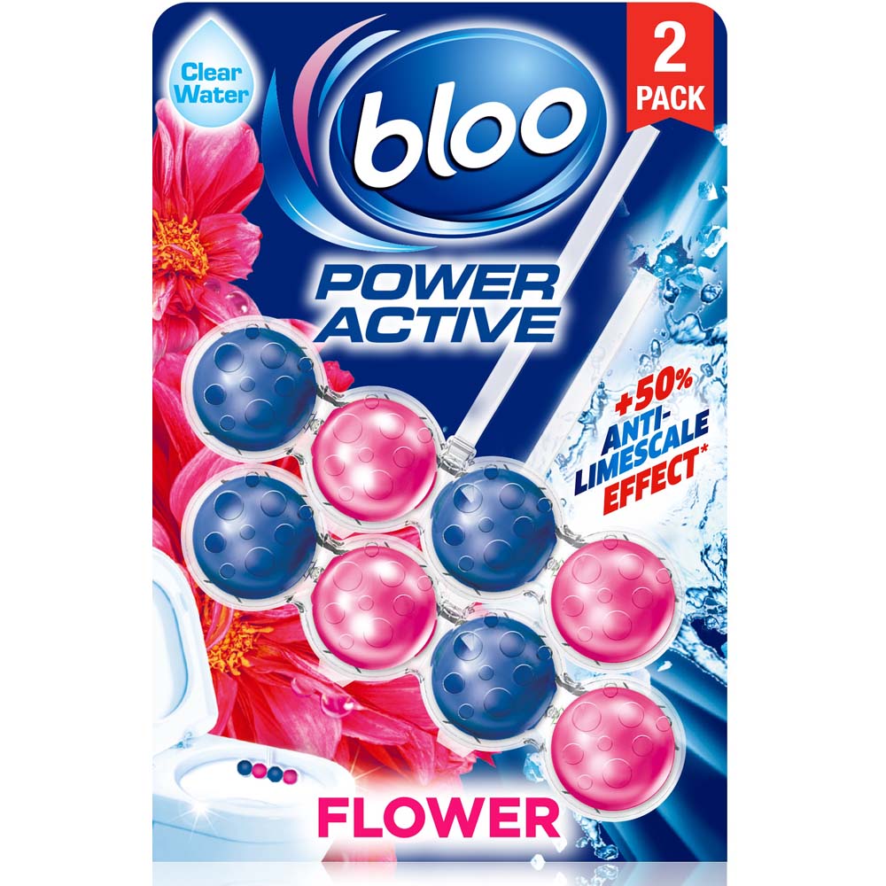 Bloo Power Active Fresh Flowers Toilet Rim Block 2 x 50g Image 1
