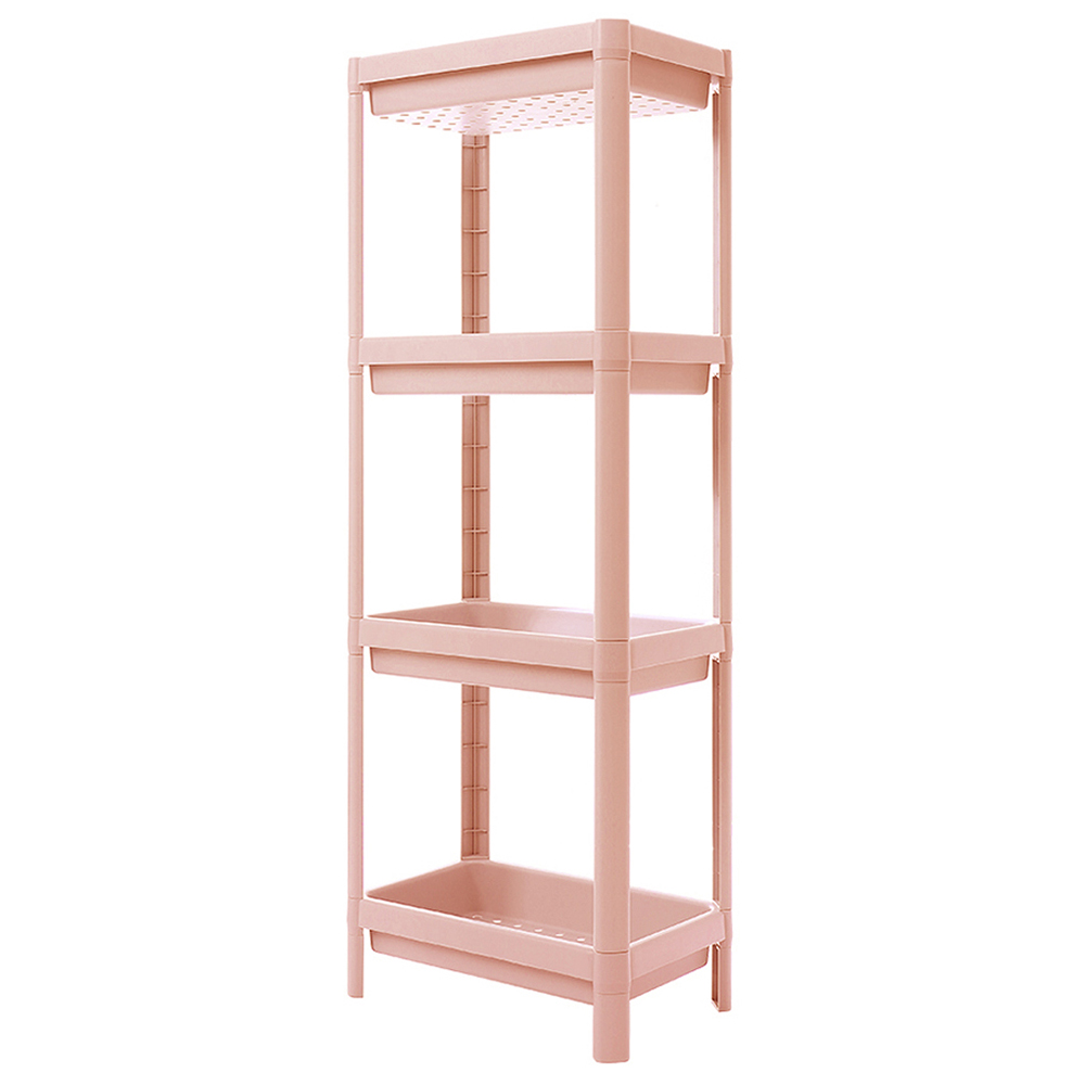 H&O Direct 4 Shelf Pink Plastic Storage Rack with Drainage Holes Image 1