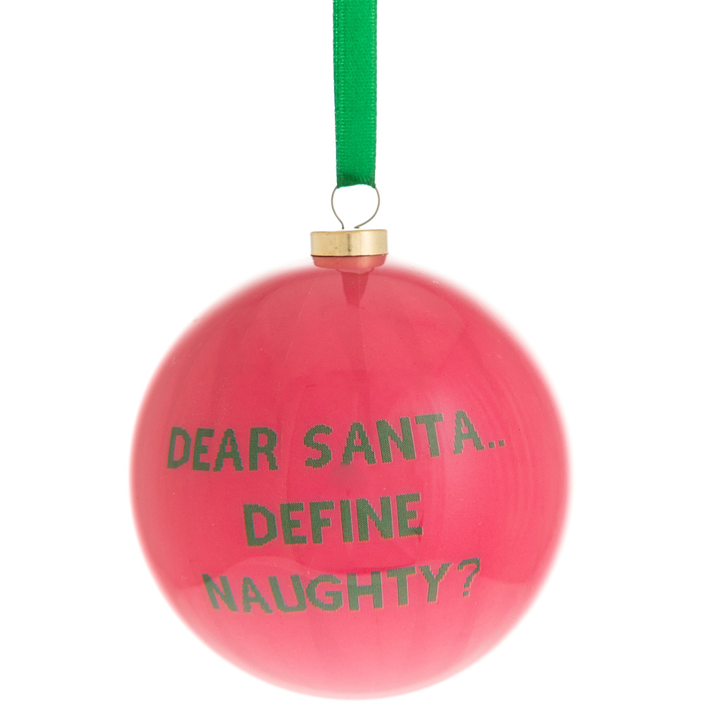The Christmas Gift Co Naughty List Christmas Baubles Set 7 Pack Image 3