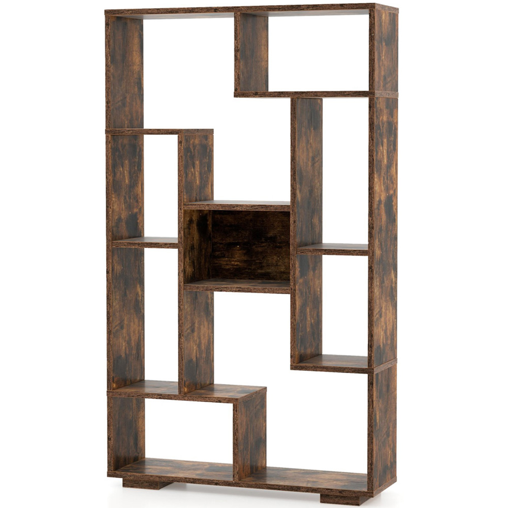 Costway 11 Shelf Brown Bookshelf Image 2