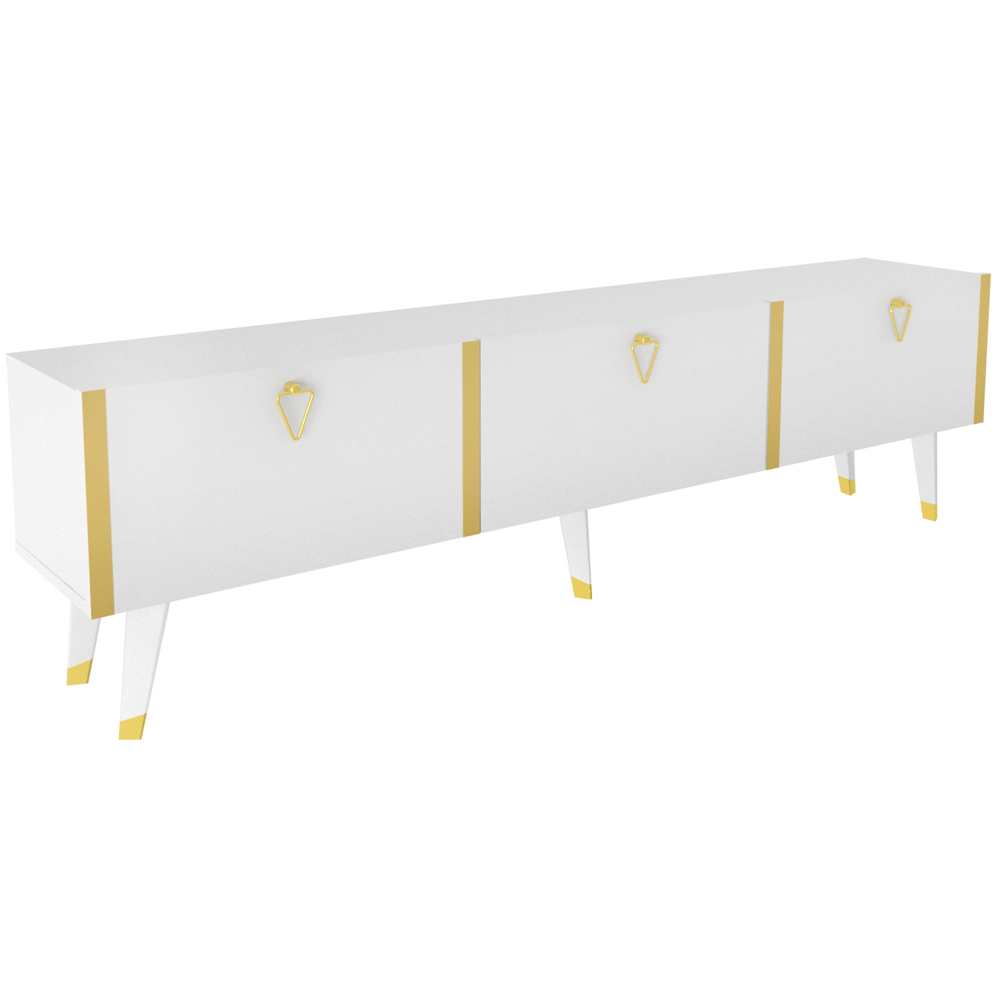 Decorotika Milagro 3 Cabinet White and Gold TV Unit Image 6