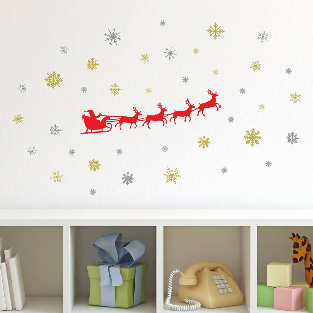 Walplus Santa's Sleigh Self Adhesive Christmas Wall Stickers 49 Piece Image 3
