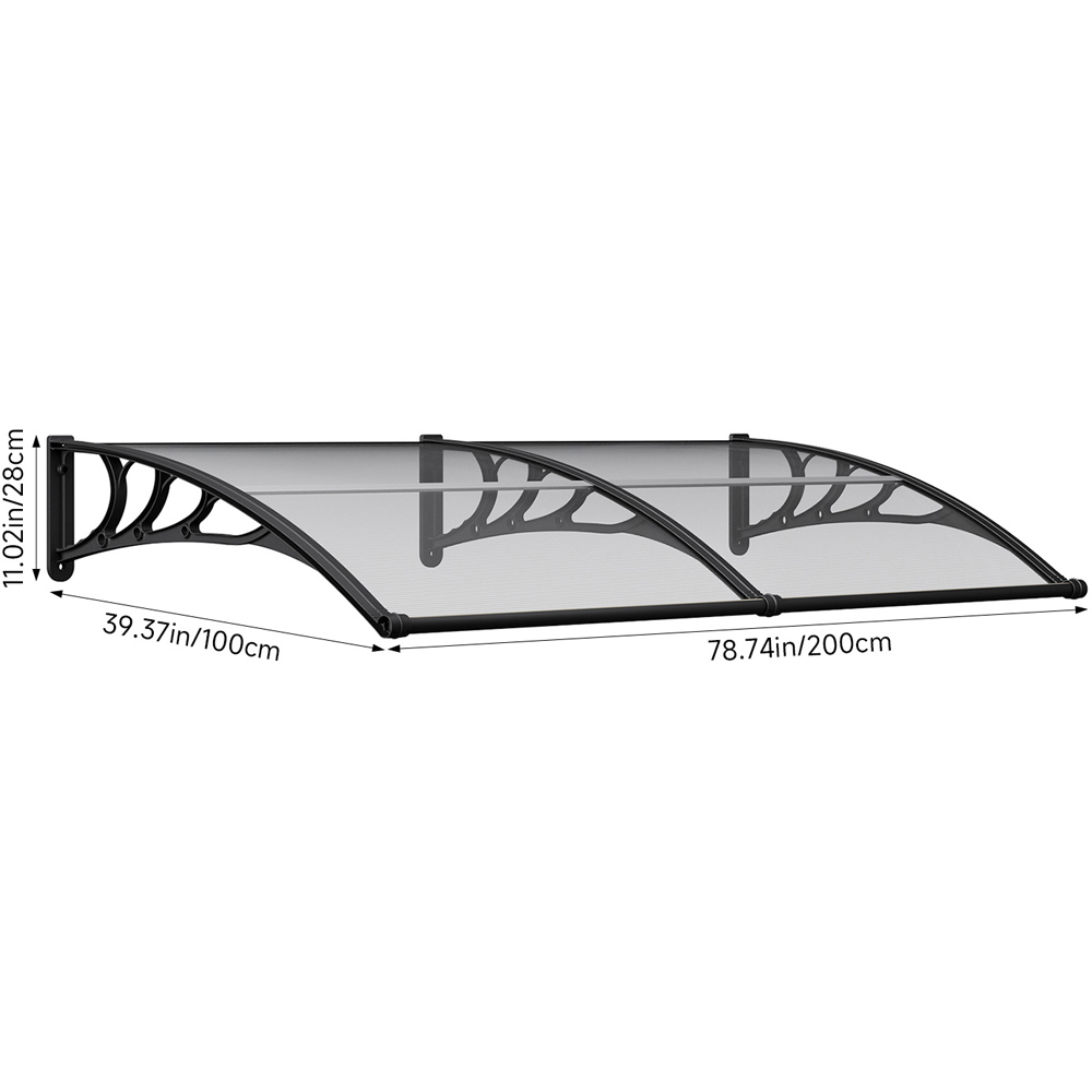 Living and Home Dark Grey Door and Window Outdoor Awning with Water Channel 2 x 1m Image 9