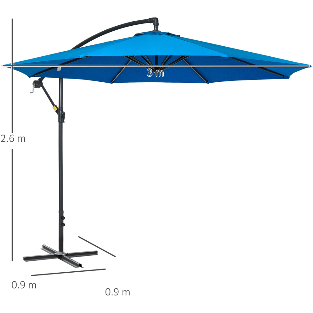 Outsunny Blue Banana Cantilever Parasol with Cross Base 3m Image 7