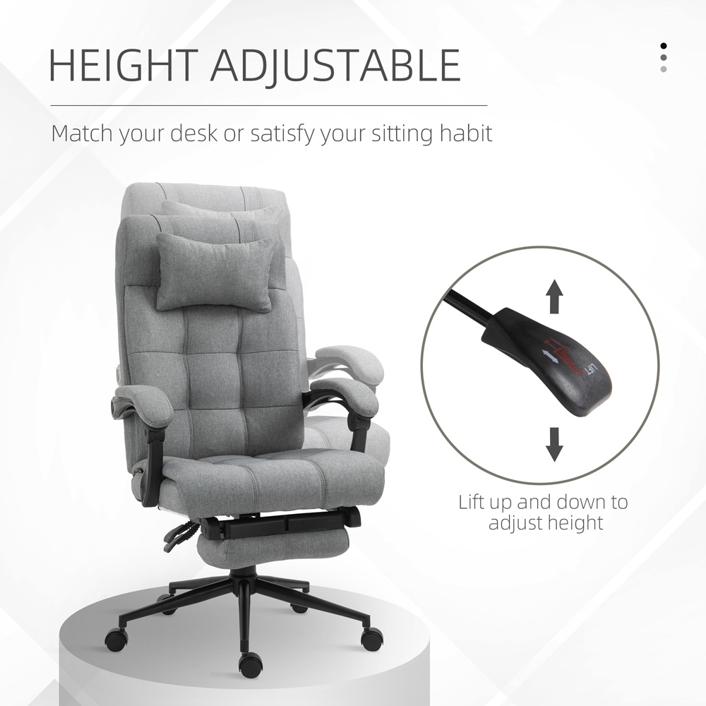 Portland Light Grey Linen Swivel Ergonomic Office Chair Image 6