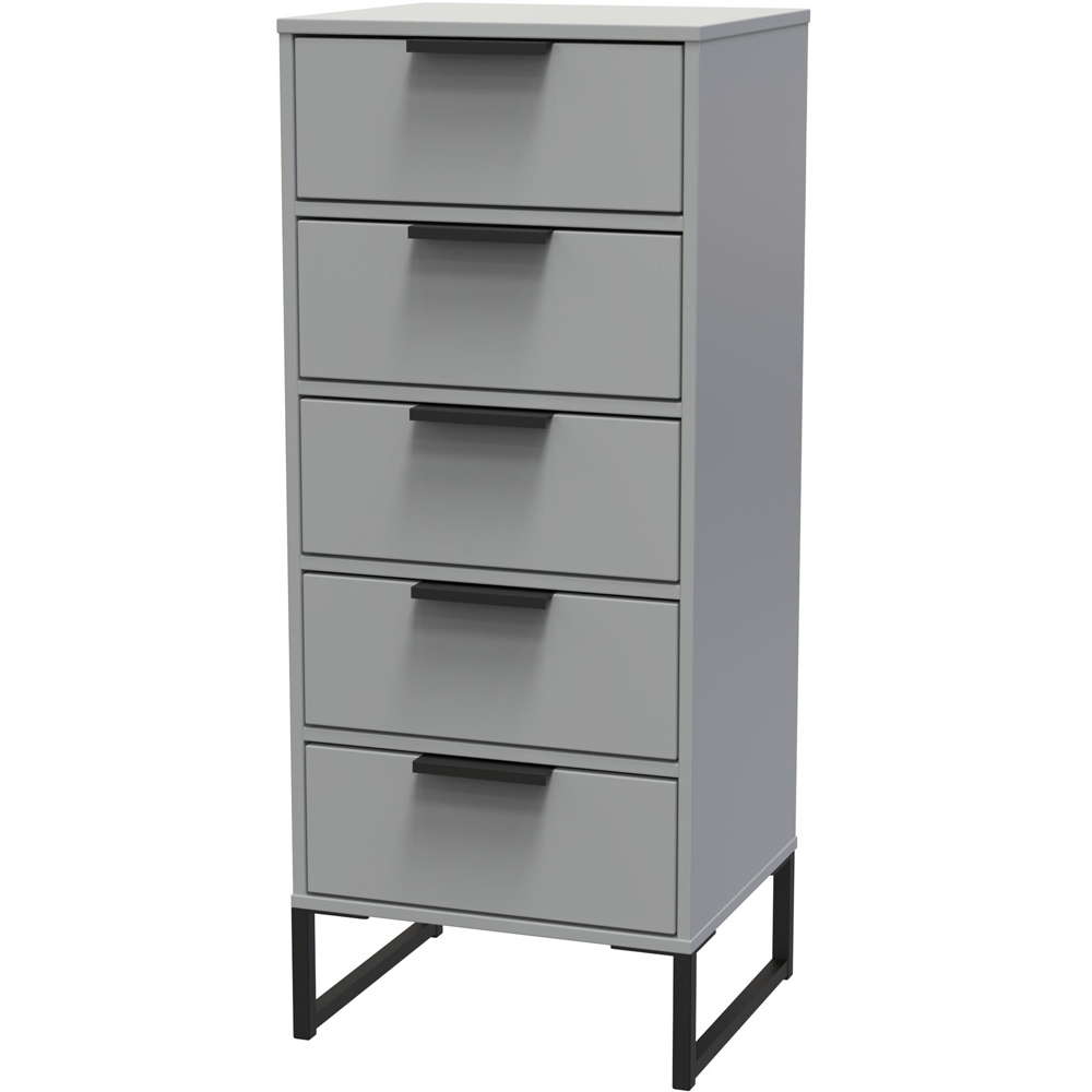 Crowndale Diego 5 Drawer Dusk Grey Tall Bedside Cabinet Ready Assembled Image 3