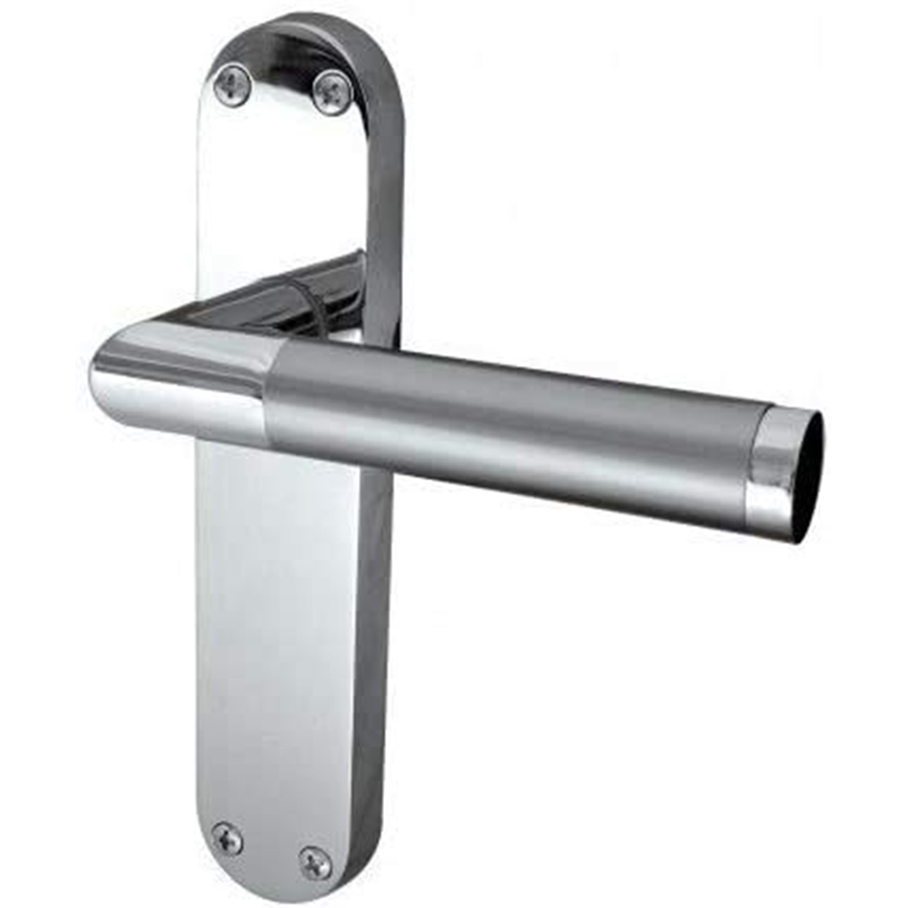 Golden Grace Duo Chrome Satin Finish Backplate Mitred Door Handles Set 182 x 45mm 4 Pack Image 3