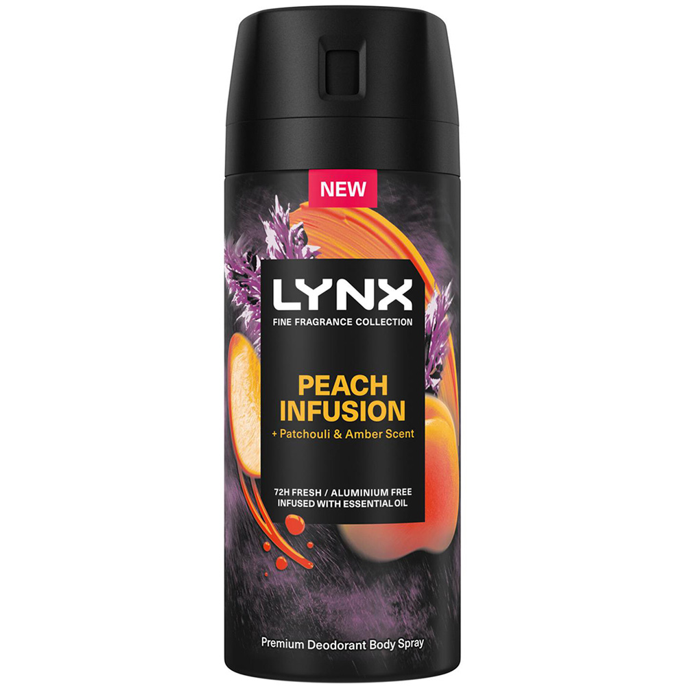 Lynx Fine Fragrance Collection Peach Infusion Men's Body Spray 150ml 6 Pack Image 2