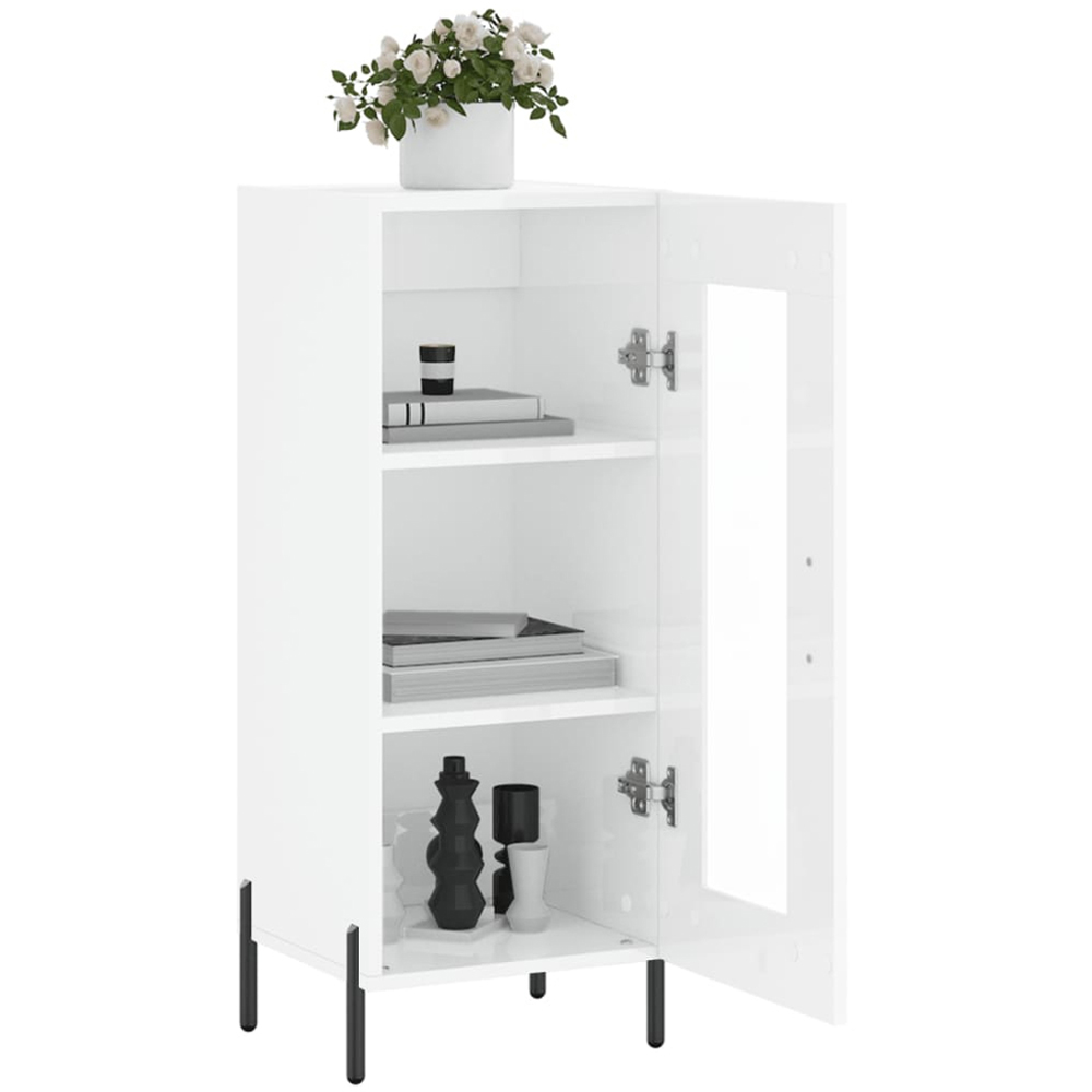 vidaXL Single Glass Door White Sideboard Image 4