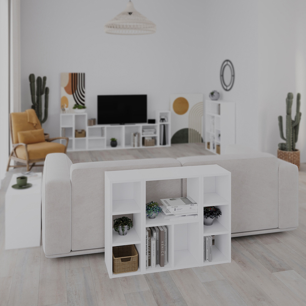Decortie Combayn 3 Shelf White Low Freestanding Bookcase Image 3