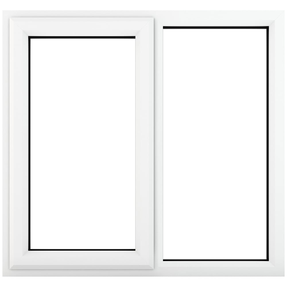 Crystal uPVC Triple Glazed Window LH Side Hung Next to a Fixed White Clear Glass 905x965mm Image 1