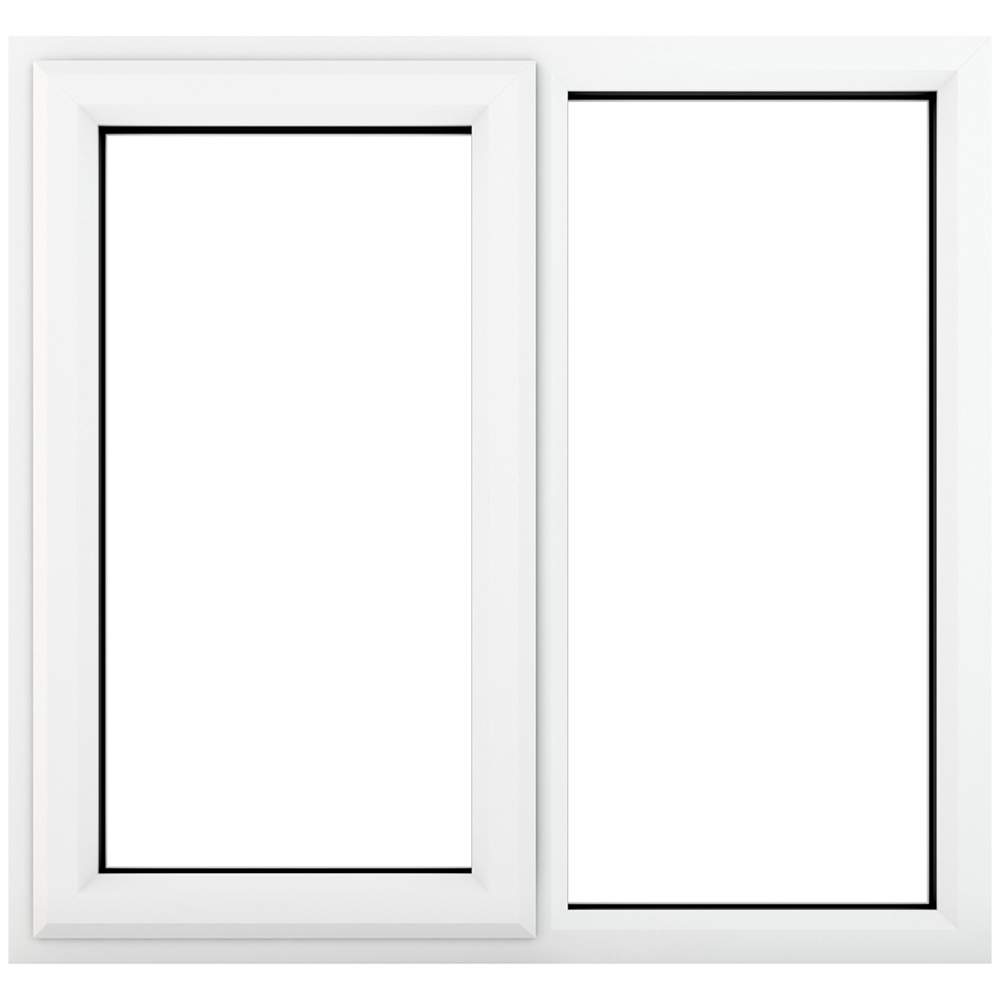 Crystal uPVC Triple Glazed Window LH Side Hung Next to a Fixed White Clear Glass 1190x1190mm Image 1