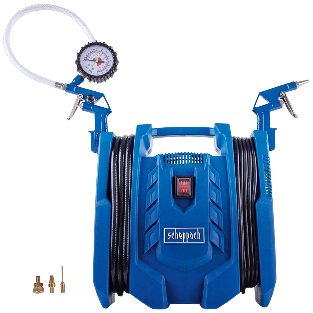Scheppach Airforce 7 Electric Air Compressor with 4m Hose and Accessories 1100W Image 1