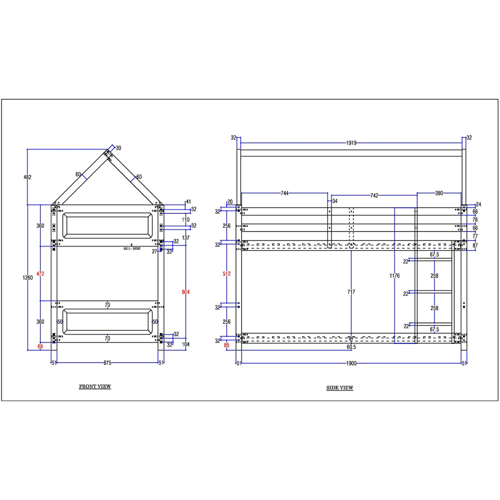 Flair Plation Single White Play House Low Bunk Bed Image 5