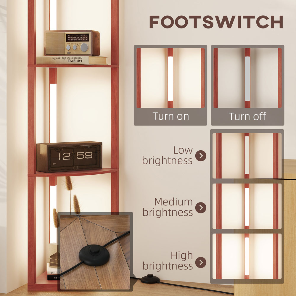 Portland 4 Shelf Brown Dimmable Warm White LED Corner Floor Lamp Image 4