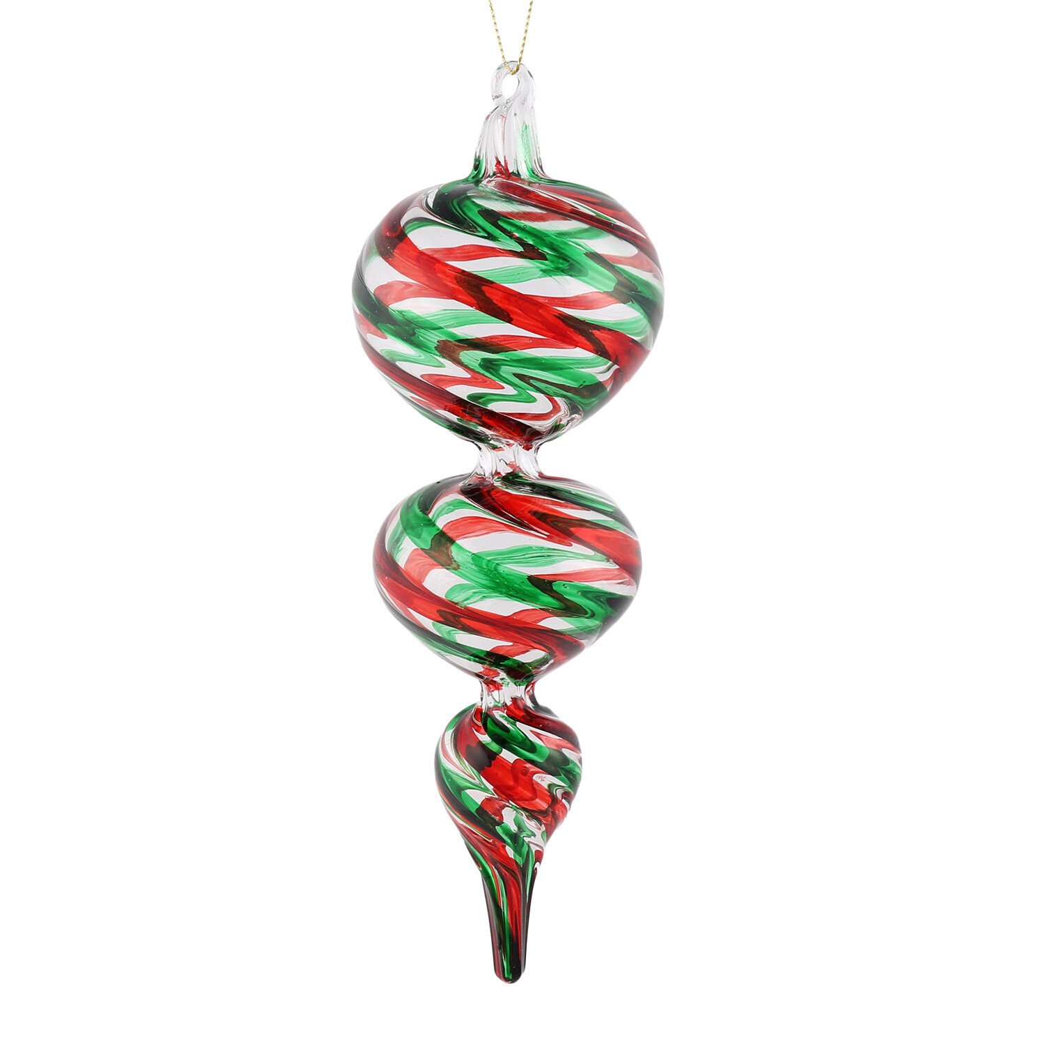 Red & Green Swirl Droplet Bauble Image