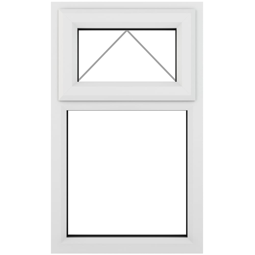 Crystal uPVC Double Glazed Window Top Hung Over Fixed Light White Clear Glass 610x1190mm Image 2