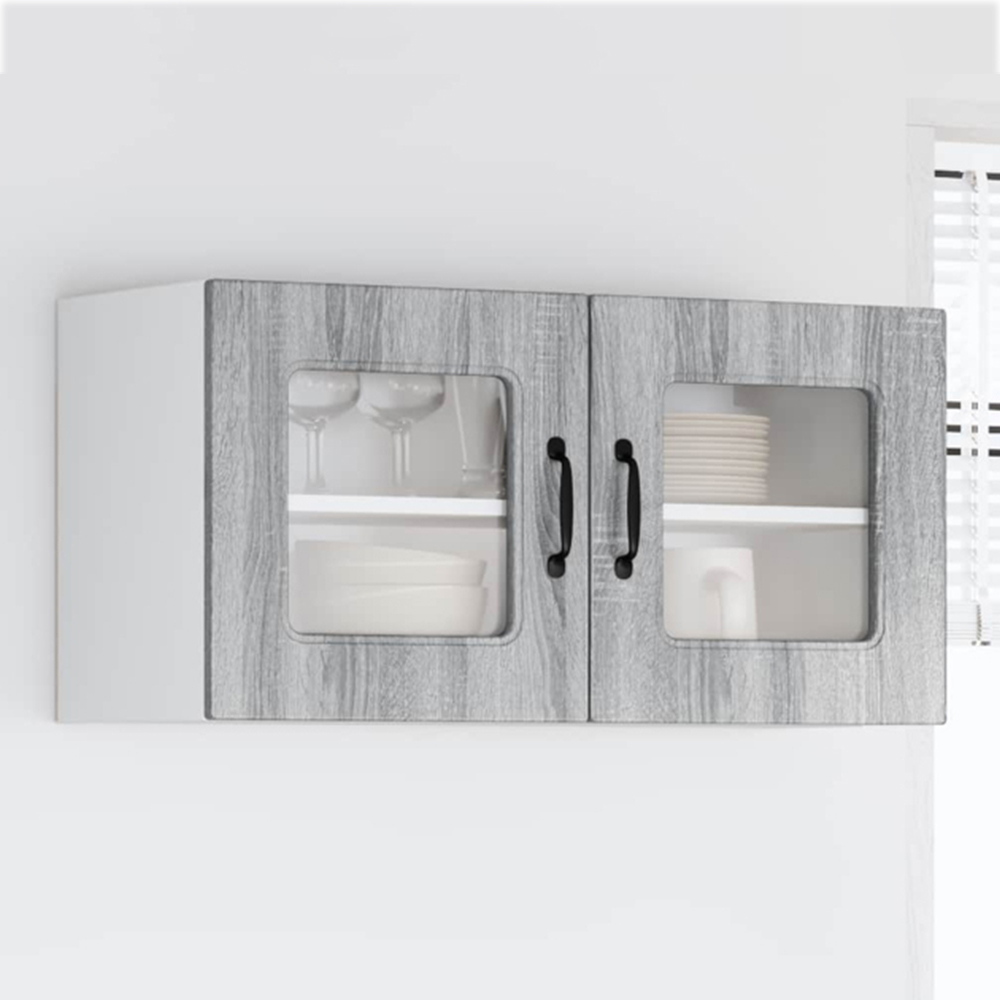 vidaXL Kalmar 2 Door Grey Sonoma Wall Kitchen Cabinet Image 1