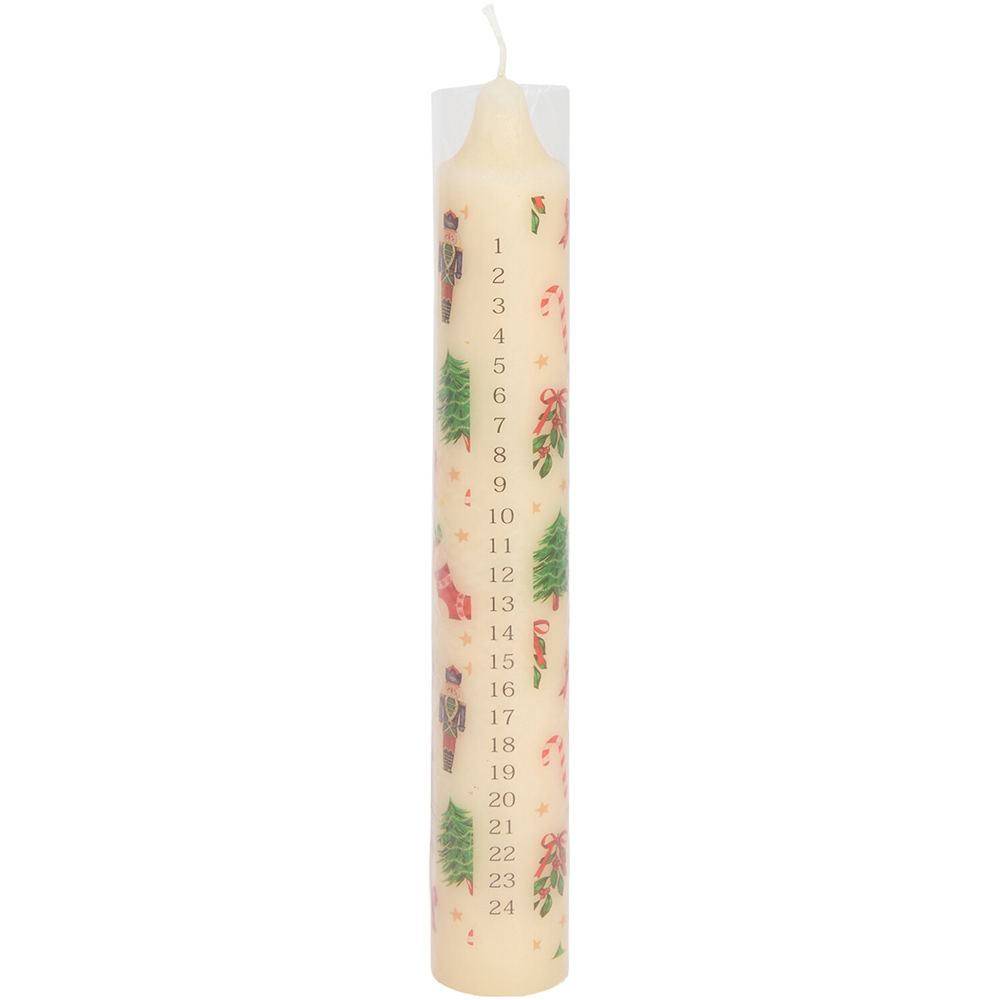 Festive Print Advent Pillar Candle Image 4