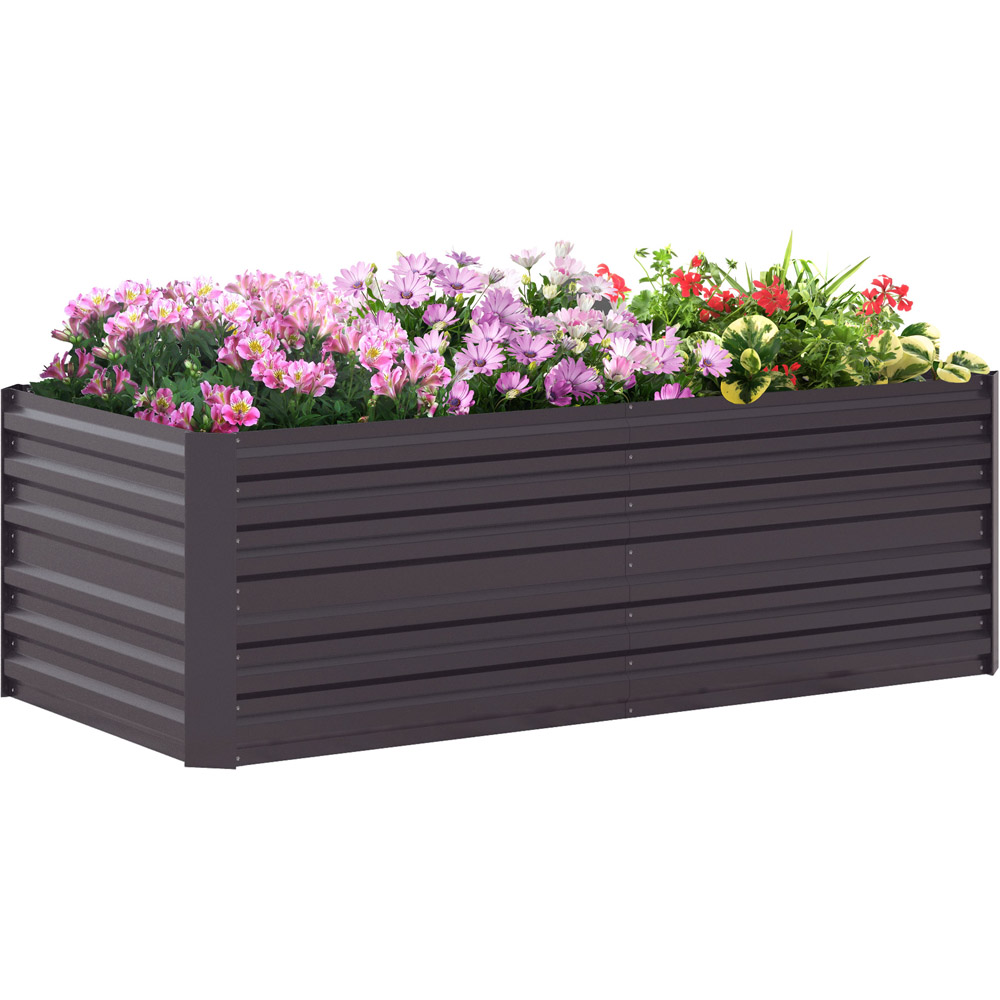 Outsunny Dark Grey Galvanised Steel Outdoor Raised Garden Bed with Reinforced Rods Image 1