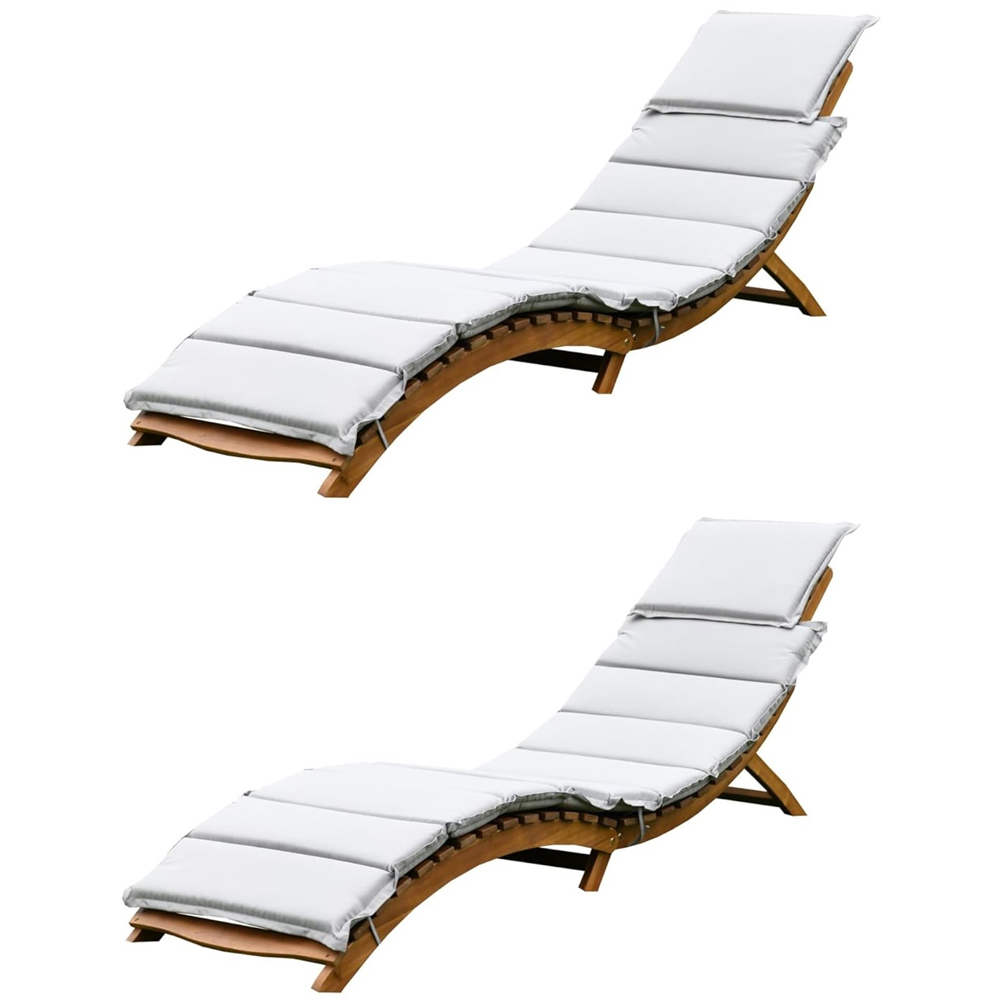 Garden Gear Acacia Sun Lounger for Gardens Set of 2 Image 2