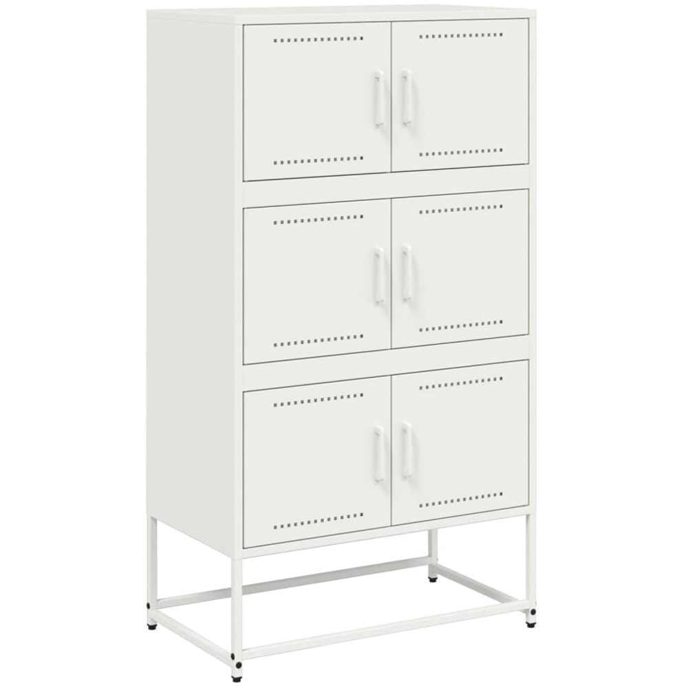 vidaXL 6 Door White Steel Sideboard Image 2
