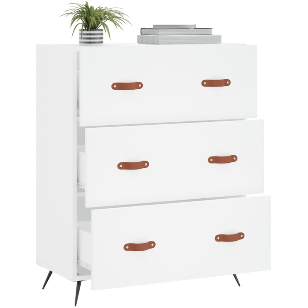 vidaXL 3 Drawer White Wooden Chest of Drawers Image 3
