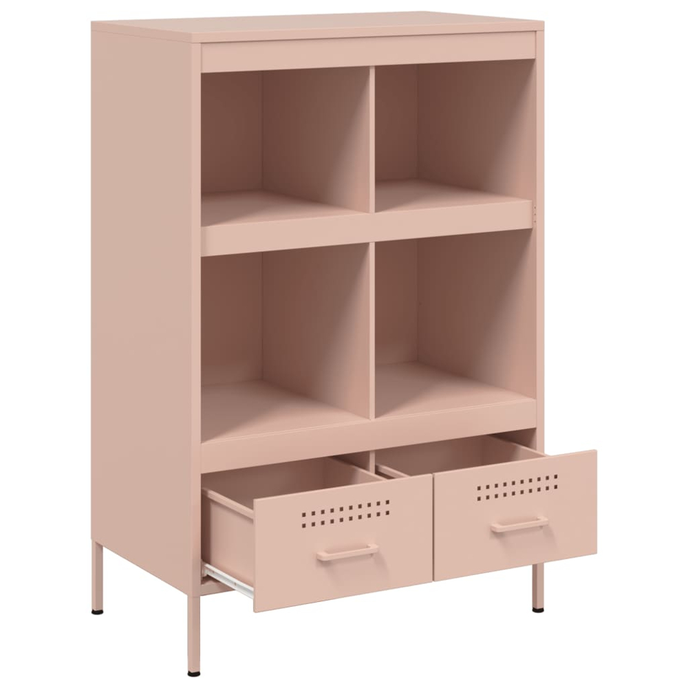 vidaXL 2 Drawer 4 Shelf Pink Cold-Rolled Steel Highboard Image 3