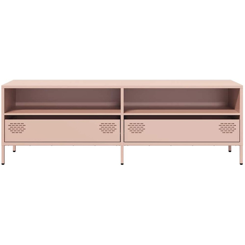 vidaXL 2 Drawer 2 Shelf Pink Steel Industrial Style TV Cabinet Image 3